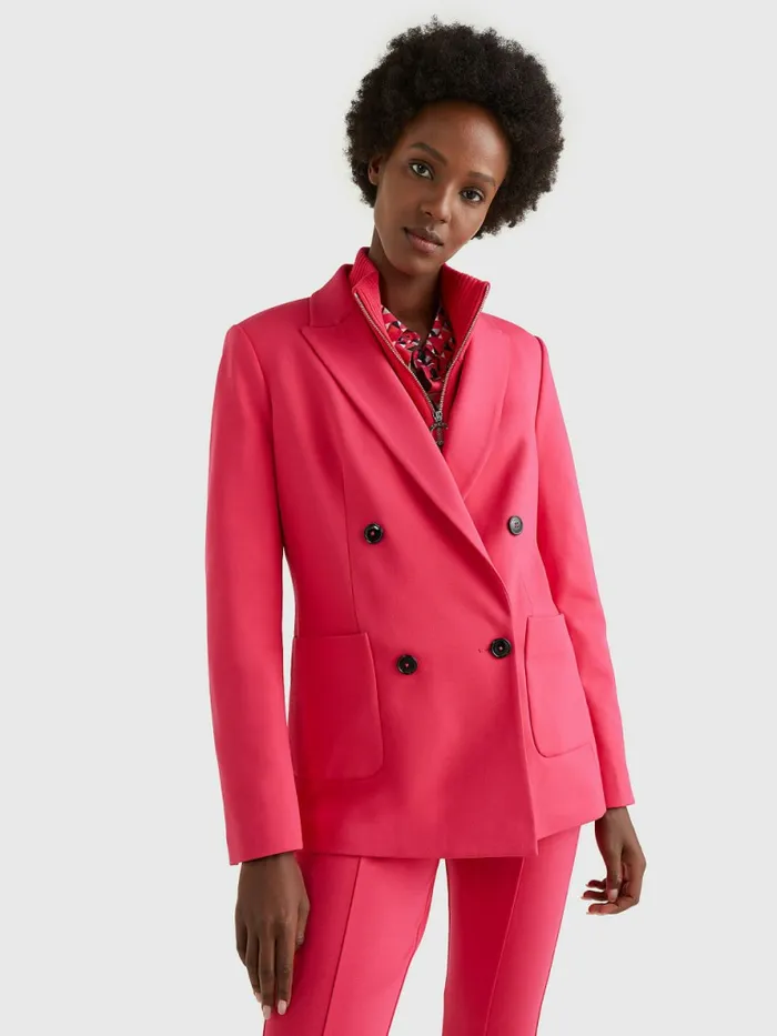 Tommy Hilfiger Punto Milano Double Breasted Blazer Pink Splendor Womens Blazers Tommy Hilfiger Punto Milano Double Breasted Blazer Pink Splendor Womens Blazers