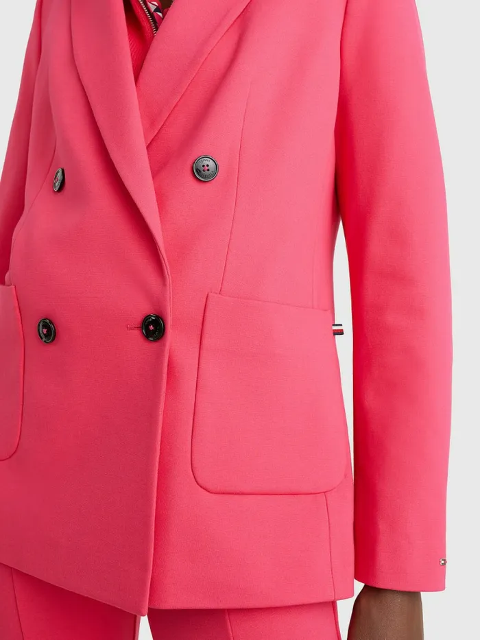 Tommy Hilfiger Punto Milano Double Breasted Blazer Pink Splendor Womens Blazers
