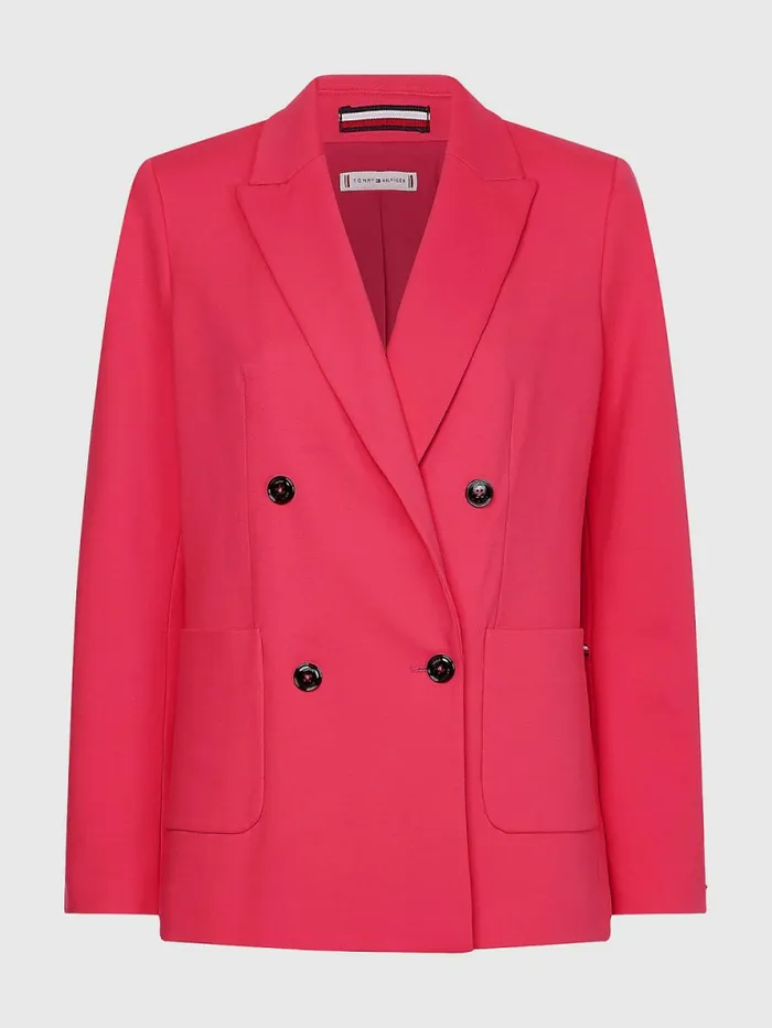 Tommy Hilfiger Punto Milano Double Breasted Blazer Pink Splendor Womens Blazers