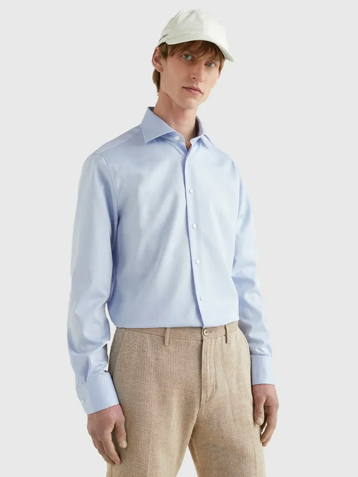 Tommy Hilfiger Pure Cotton Fitted Shirt Mens Essentials