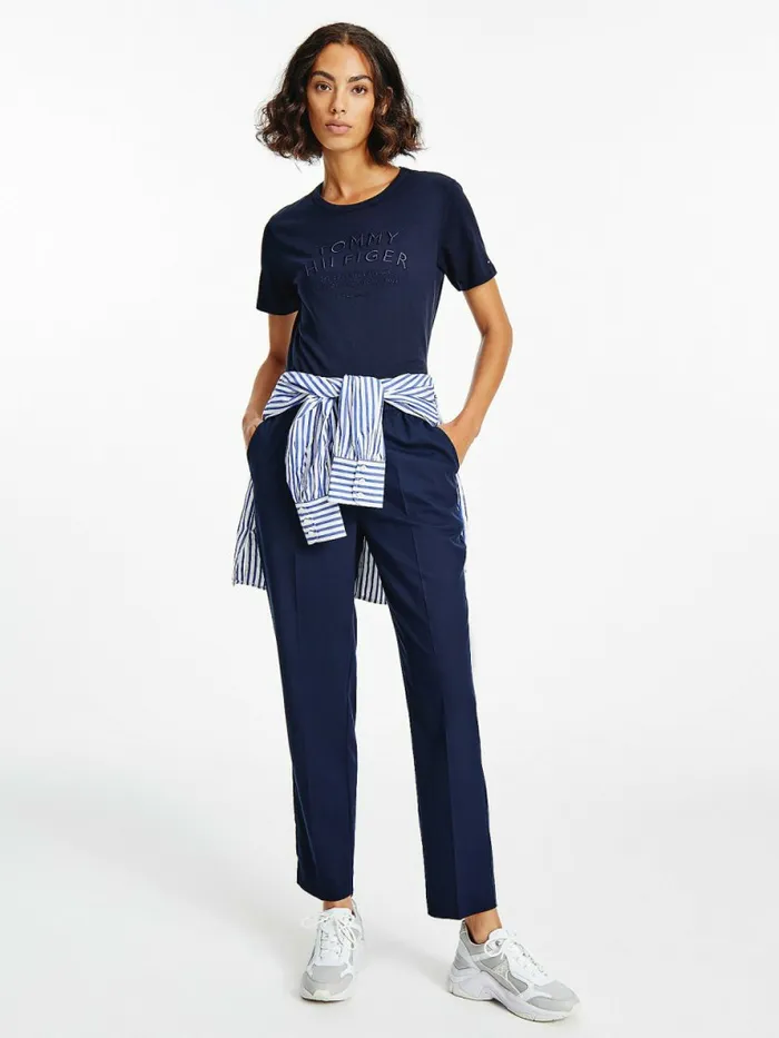 Tommy Hilfiger Pure Organic Cotton Embroidery TShirt Desert Sky Womens TShirts Cheap On Sale