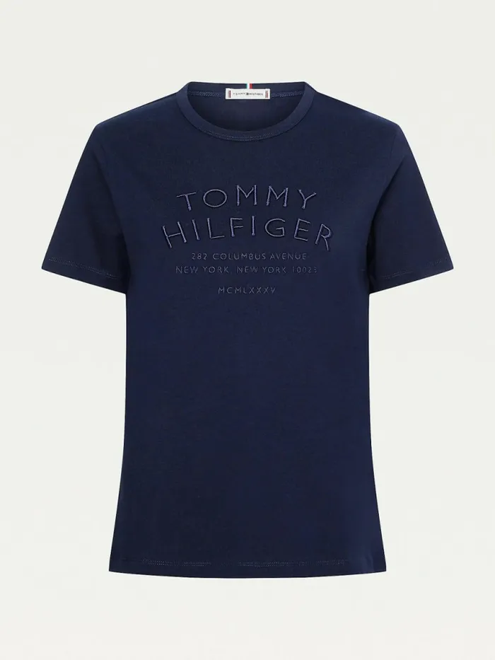 Tommy Hilfiger Pure Organic Cotton Embroidery TShirt Desert Sky Womens TShirts Cheap On Sale
