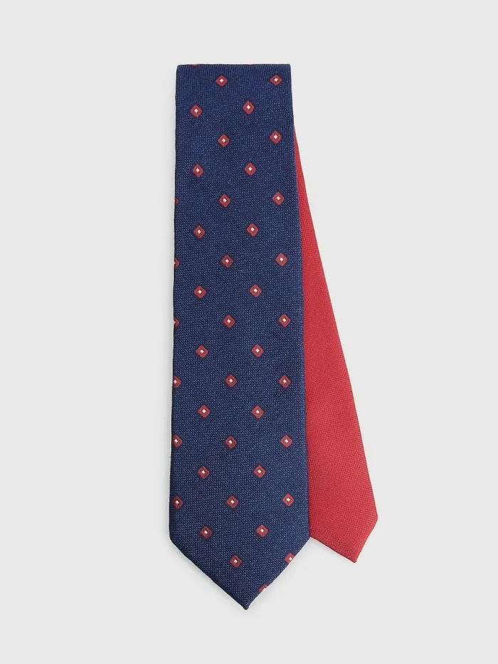 Tommy Hilfiger Pure Silk Jacquard Geometric Tie NavyRed Mens Ties and Pocket Squares Tommy Hilfiger Pure Silk Jacquard Geometric Tie NavyRed Mens Ties and Pocket Squares