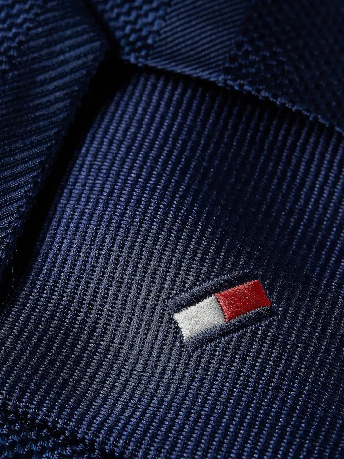 Tommy Hilfiger Pure Silk Jacquard Stripe Tie Navy Mens Ties and Pocket Squares