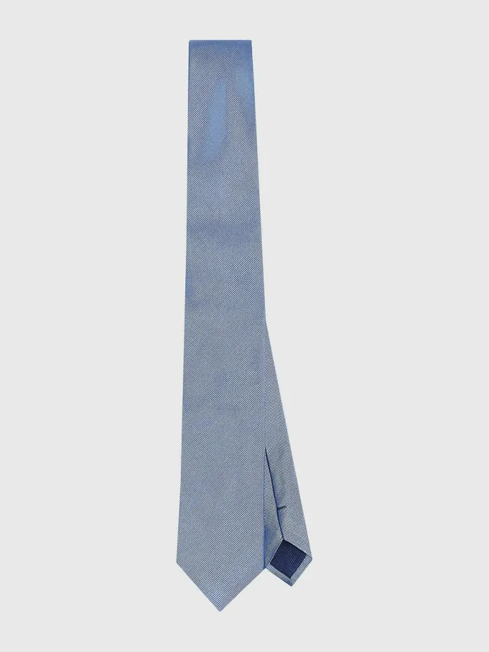 Tommy Hilfiger Pure Silk Ribbed Tie Light Blue Mens Ties and Pocket Squares
