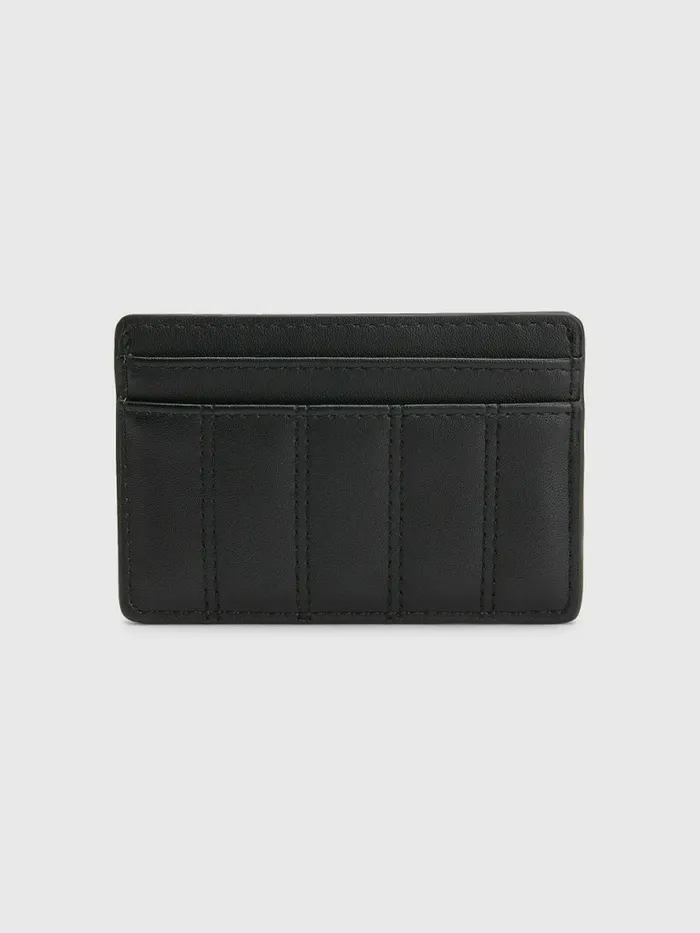 Tommy Hilfiger Quilted Card Holder Black Womens Wallets and Keyrings On Sale