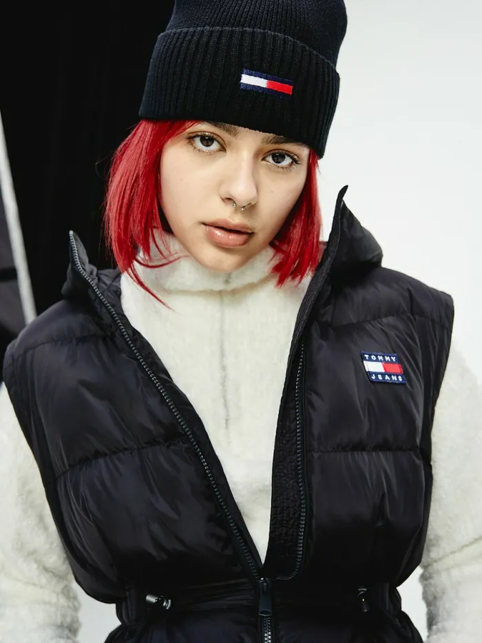 Tommy Hilfiger Recycled Convertible Vest Down Puffer Jacket Black Womens Coats and Jackets On Sale