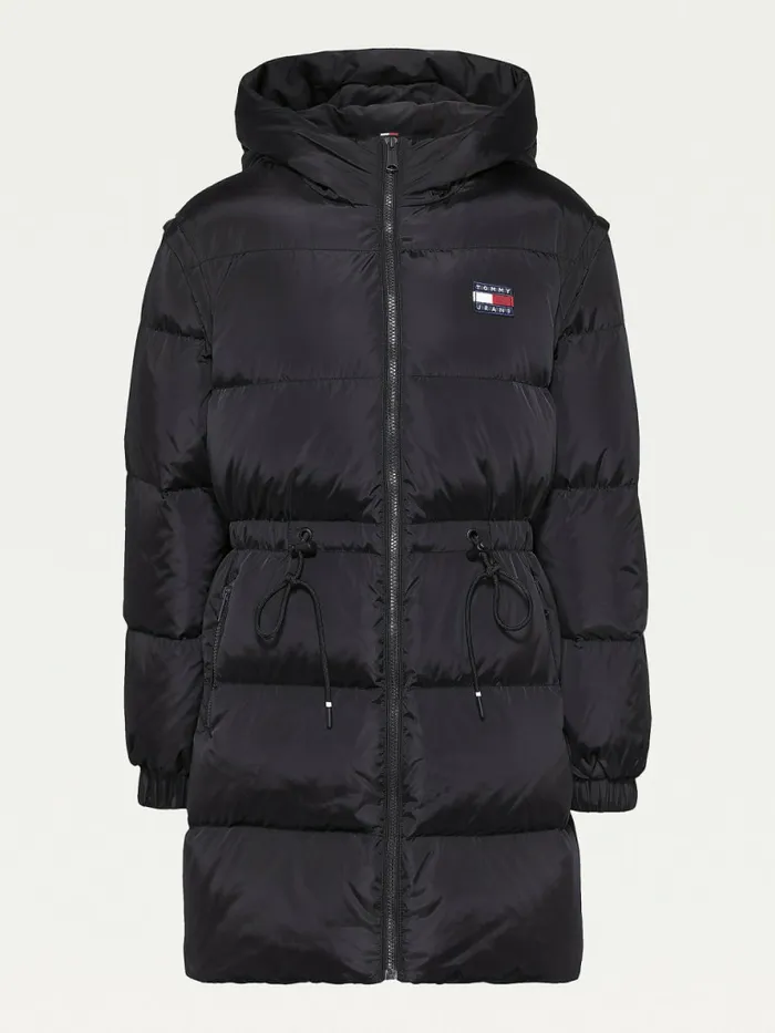 Tommy Hilfiger Recycled Convertible Vest Down Puffer Jacket Black Womens Coats and Jackets On Sale