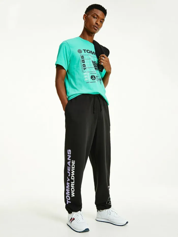 Tommy Hilfiger Recycled Cotton Relaxed Fit Joggers Black Mens Trousers