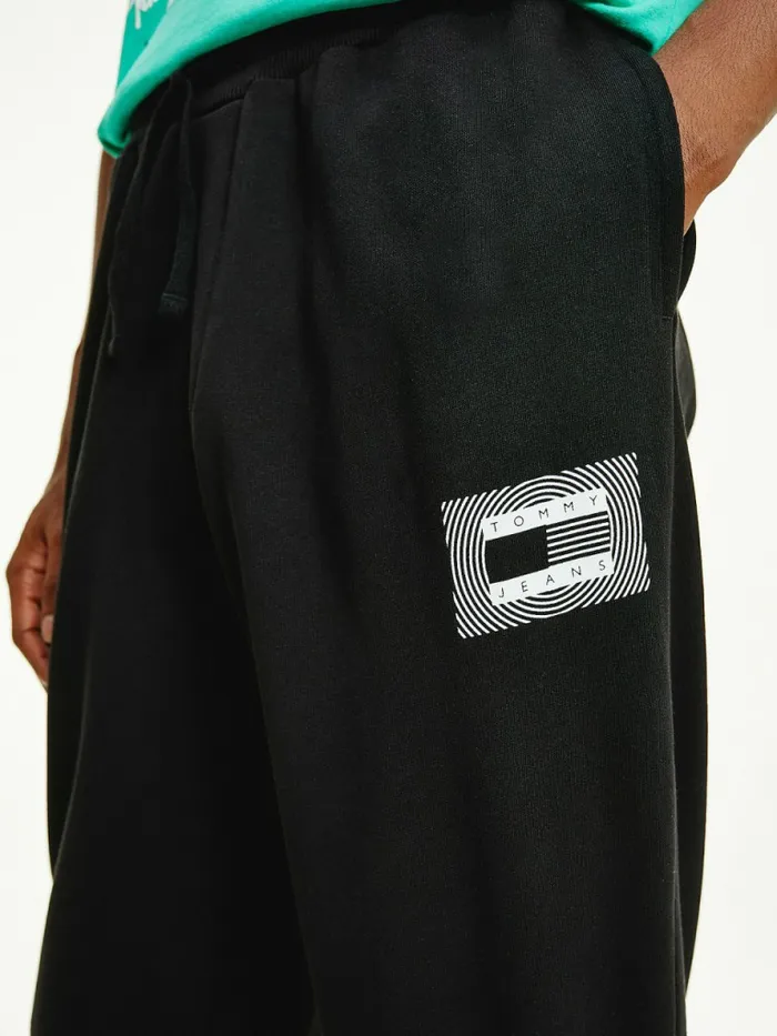 Tommy Hilfiger Recycled Cotton Relaxed Fit Joggers Black Mens Trousers