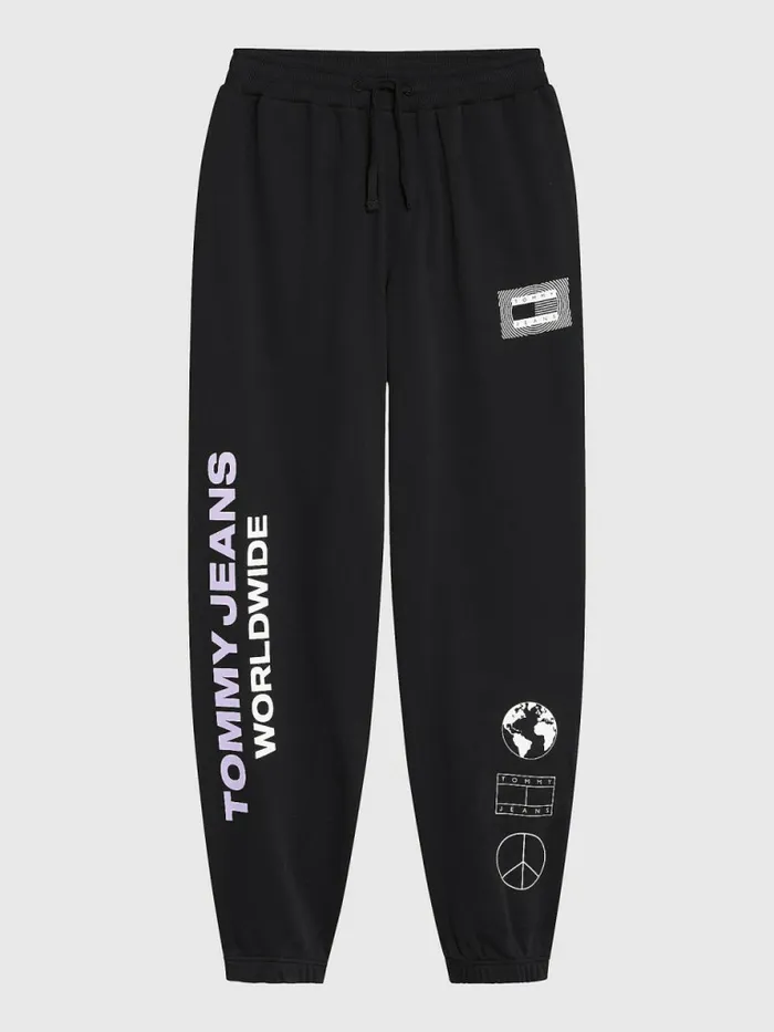 Tommy Hilfiger Recycled Cotton Relaxed Fit Joggers Black Mens Trousers