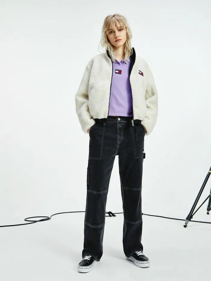 Tommy Hilfiger Recycled Reversible Sherpa Jacket Black Womens Coats and Jackets Popular