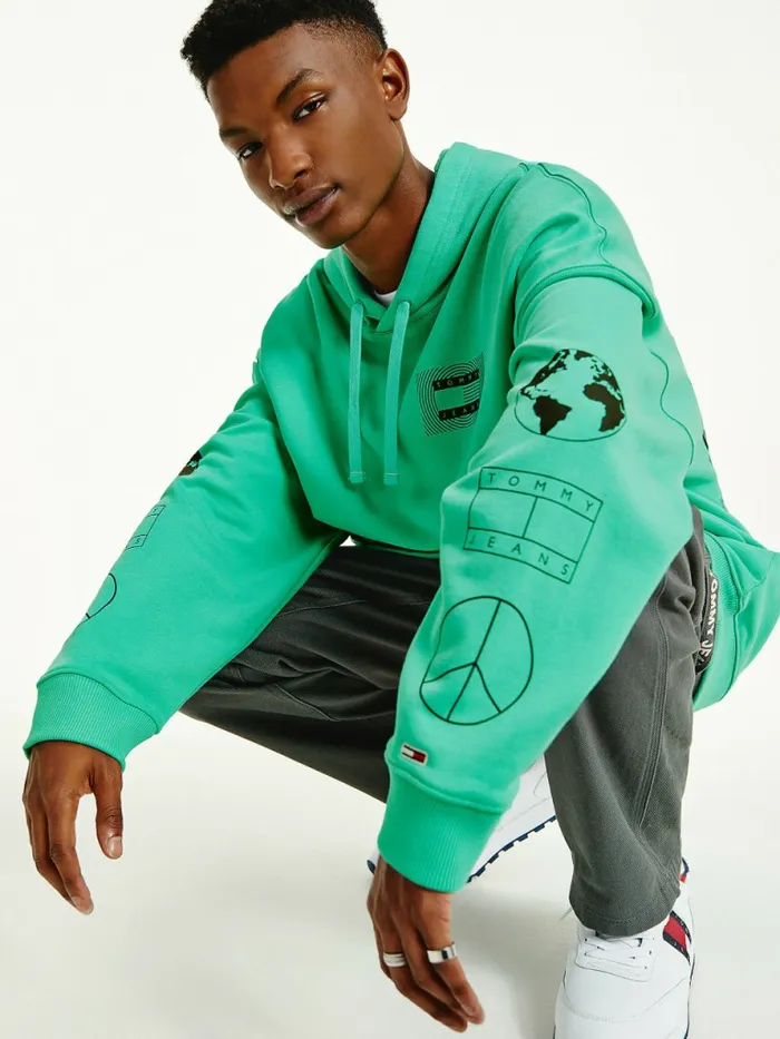 Tommy Hilfiger Recycled Unity Back Graphic Hoody Tropic Palm Mens Sweatshirts and Hoodies Near Me