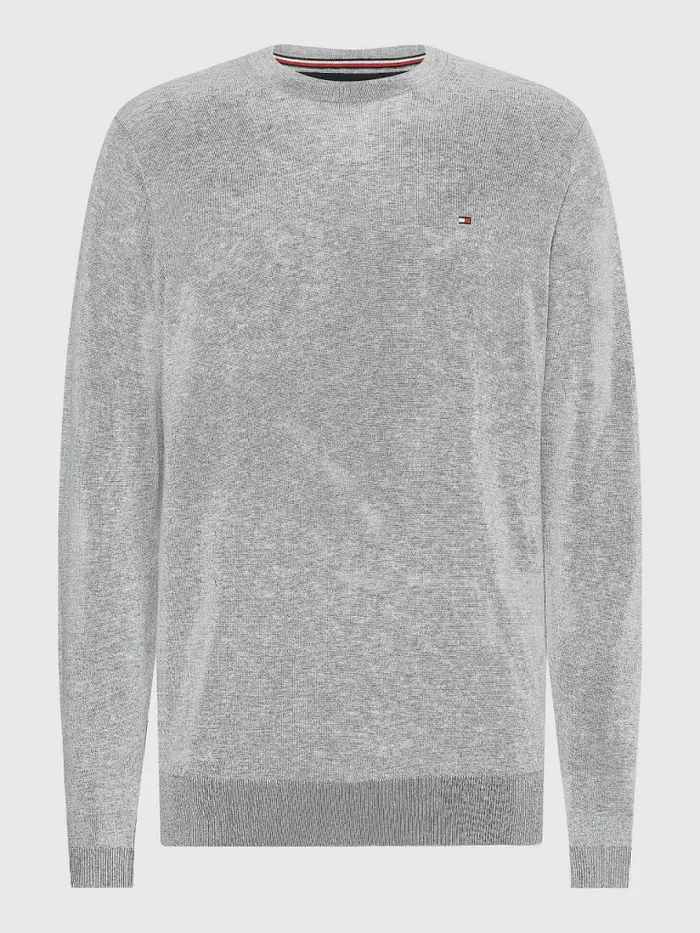 Tommy Hilfiger Regular Fit Crew Neck Jumper Cloud Htr Mens Knitwear Gift 4 You