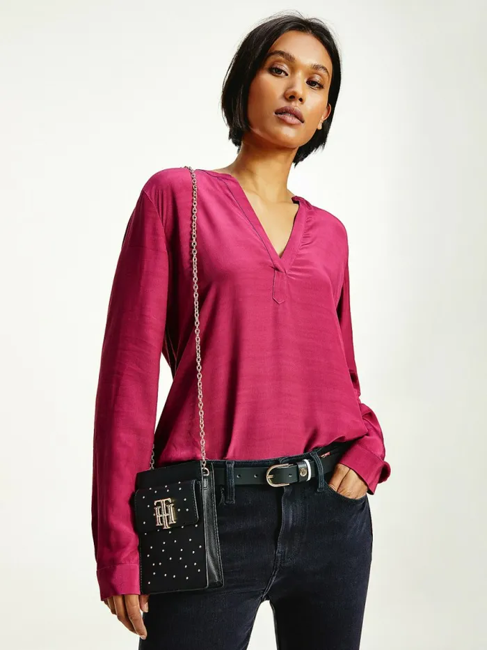 Tommy Hilfiger Regular Fit VNeck Viscose Blouse Crimson Ruby Womens Shirts and Blouses Near Me Tommy Hilfiger Regular Fit VNeck Viscose Blouse Crimson Ruby Womens Shirts and Blouses Near Me