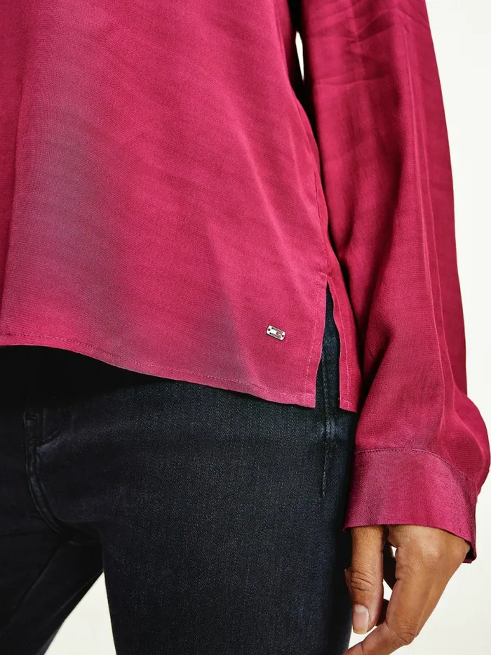 Tommy Hilfiger Regular Fit VNeck Viscose Blouse Crimson Ruby Womens Shirts and Blouses Near Me