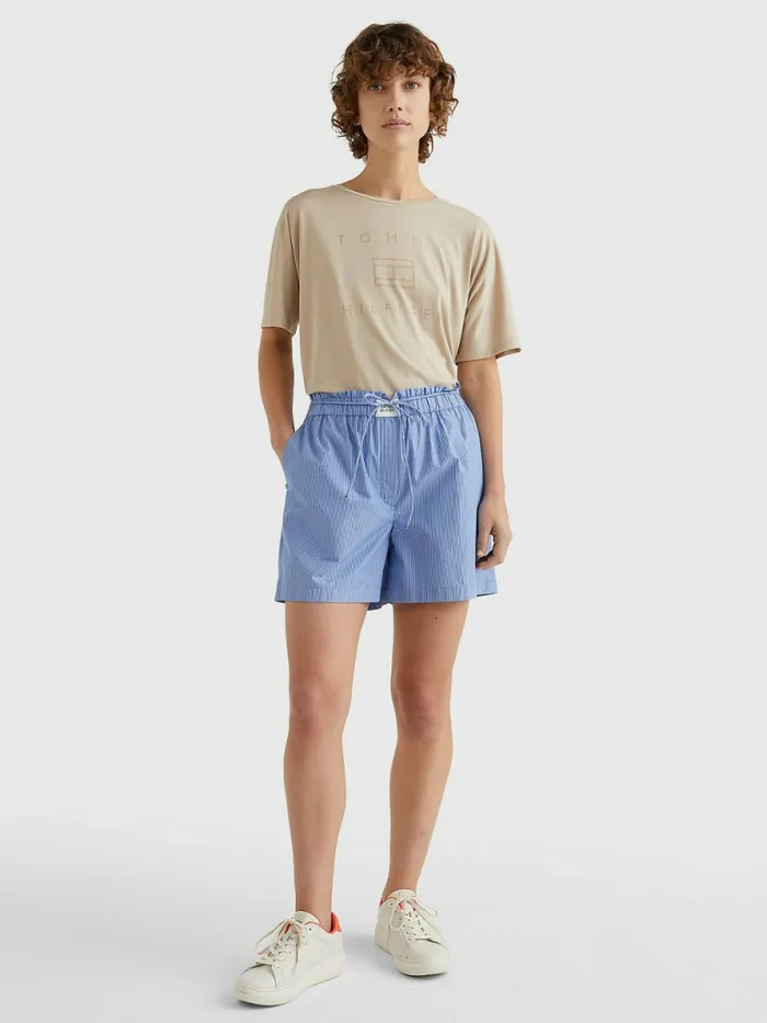 Tommy Hilfiger Relaxed Burnout Logo TShirt Beige Womens TShirts Sale