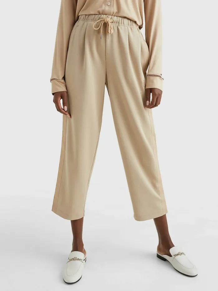 Tommy Hilfiger Relaxed Fit Drawstring Trousers Beige Womens CoOrds