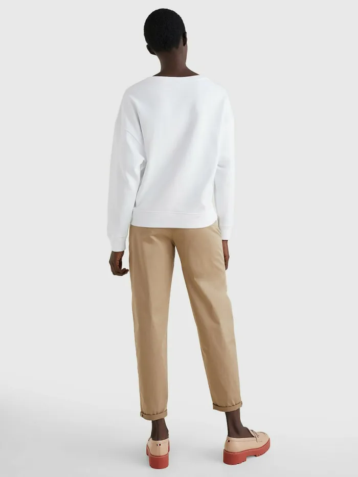 Tommy Hilfiger Relaxed Fit Floral Sweatshirt Th Optic White Womens Sweatshirts and Hoodies Sale