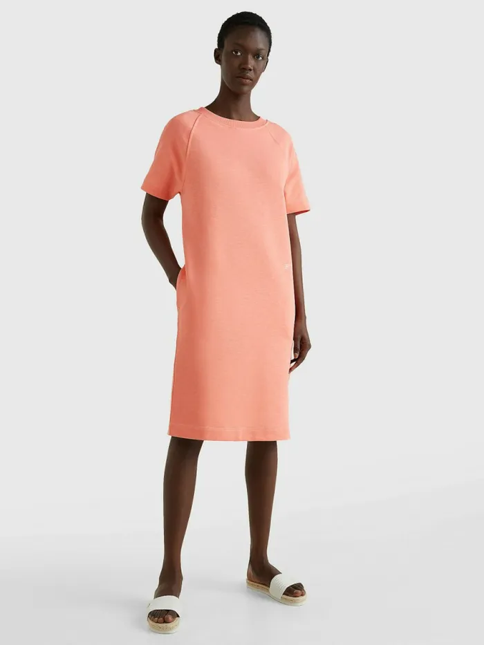 Tommy Hilfiger Relaxed Fit Midi Dress Coral Blossom Womens Dresses and Jumpsuits Casaul