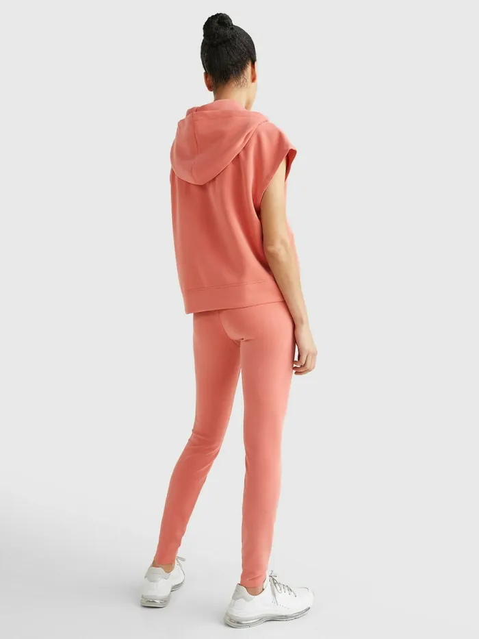 Tommy Hilfiger Relaxed Fit Short Sleeve Hoody Sueded Crystal Coral Womens CoOrds