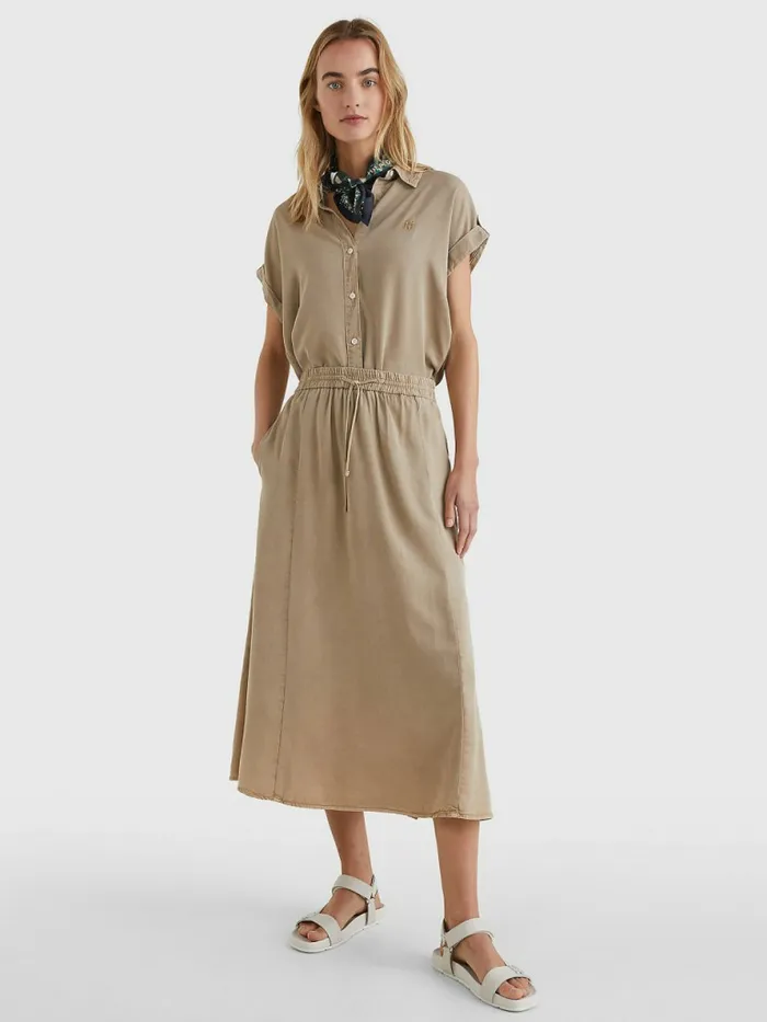 Tommy Hilfiger Relaxed Fit Short Sleeve Shirt Beige Womens Shirts and Blouses Online