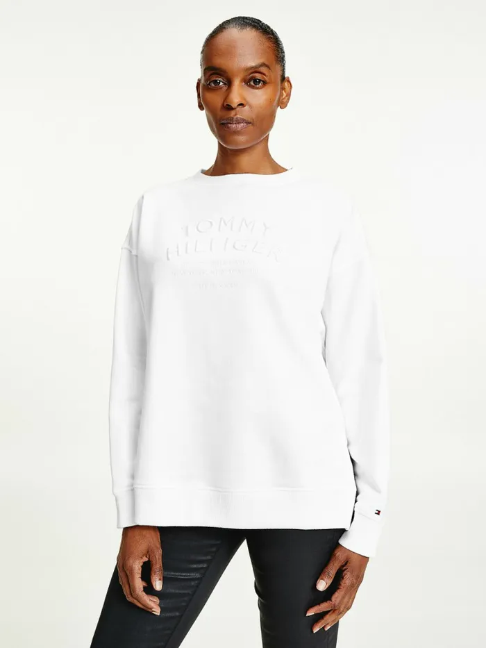 Tommy Hilfiger Relaxed Fit Text Embroidery Sweatshirt White Womens Sweatshirts and Hoodies Gift 4 You Tommy Hilfiger Relaxed Fit Text Embroidery Sweatshirt White Womens Sweatshirts and Hoodies Gift 4 You