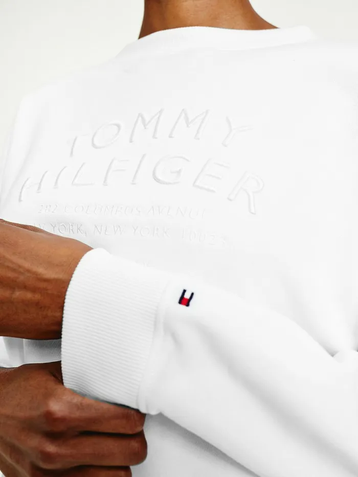 Tommy Hilfiger Relaxed Fit Text Embroidery Sweatshirt White Womens Sweatshirts and Hoodies Gift 4 You