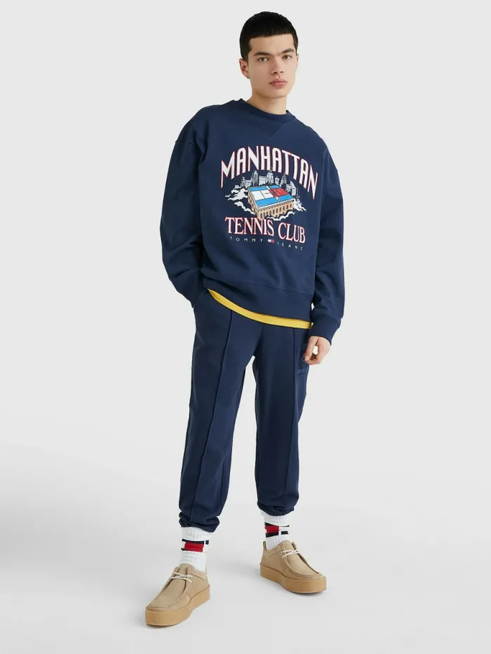 Tommy Hilfiger Relaxed Logo Sweatshirt Twilight Navy Mens Sweatshirts and Hoodies Gift 4 You
