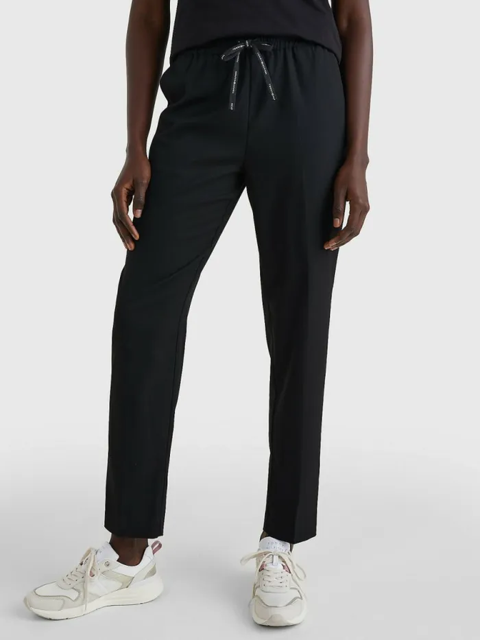 Tommy Hilfiger Relaxed Tapered PullOn Trousers Black Womens Trousers