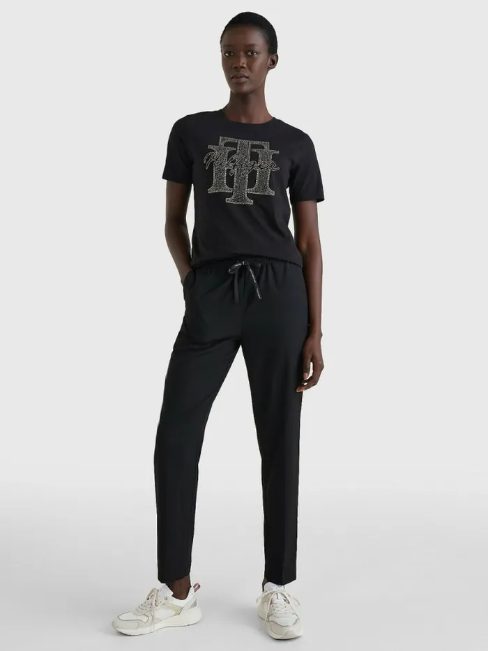 Tommy Hilfiger Relaxed Tapered PullOn Trousers Black Womens Trousers