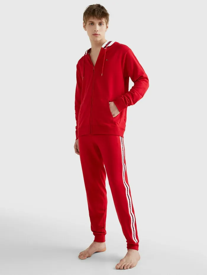 Tommy Hilfiger Repeat Logo Drawstring Joggers Primary Red Mens Trousers