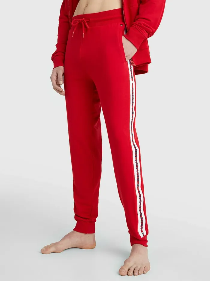 Tommy Hilfiger Repeat Logo Drawstring Joggers Primary Red Mens Trousers