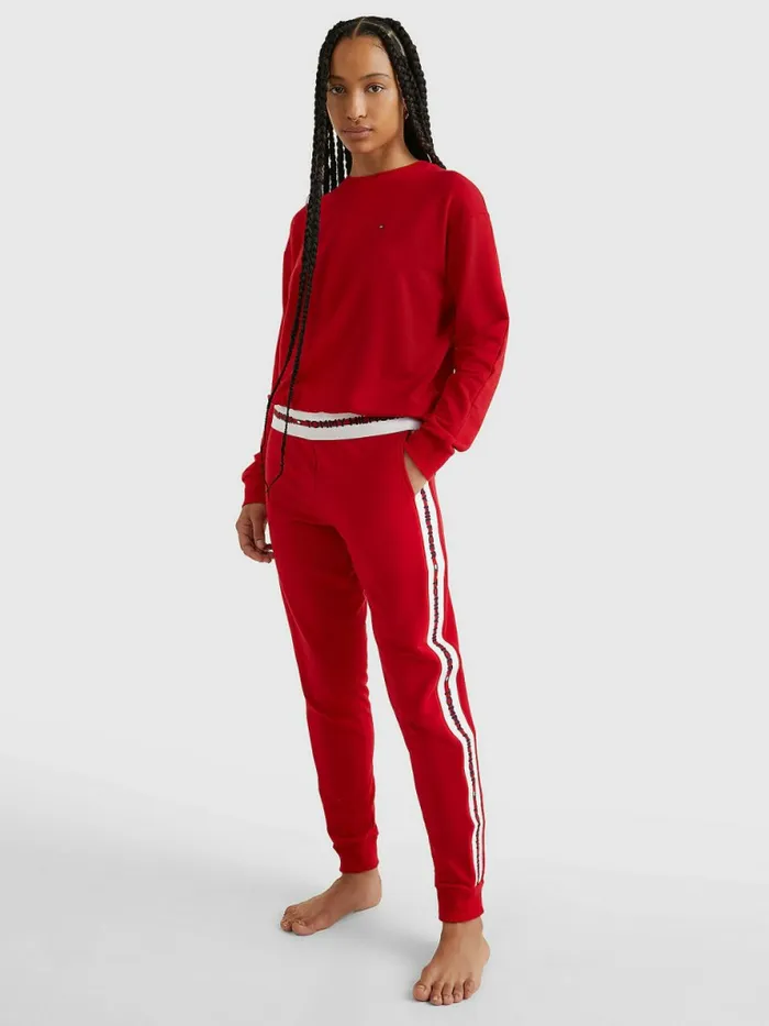 Tommy Hilfiger Repeat Logo Sweatshirt Primary Red Womens Sweatshirts and Hoodies Fashion