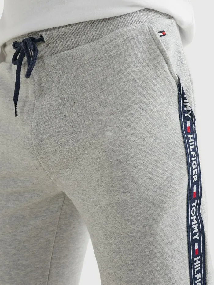 Tommy Hilfiger Repeat Logo Tape Joggers Grey Heather Mens Trousers
