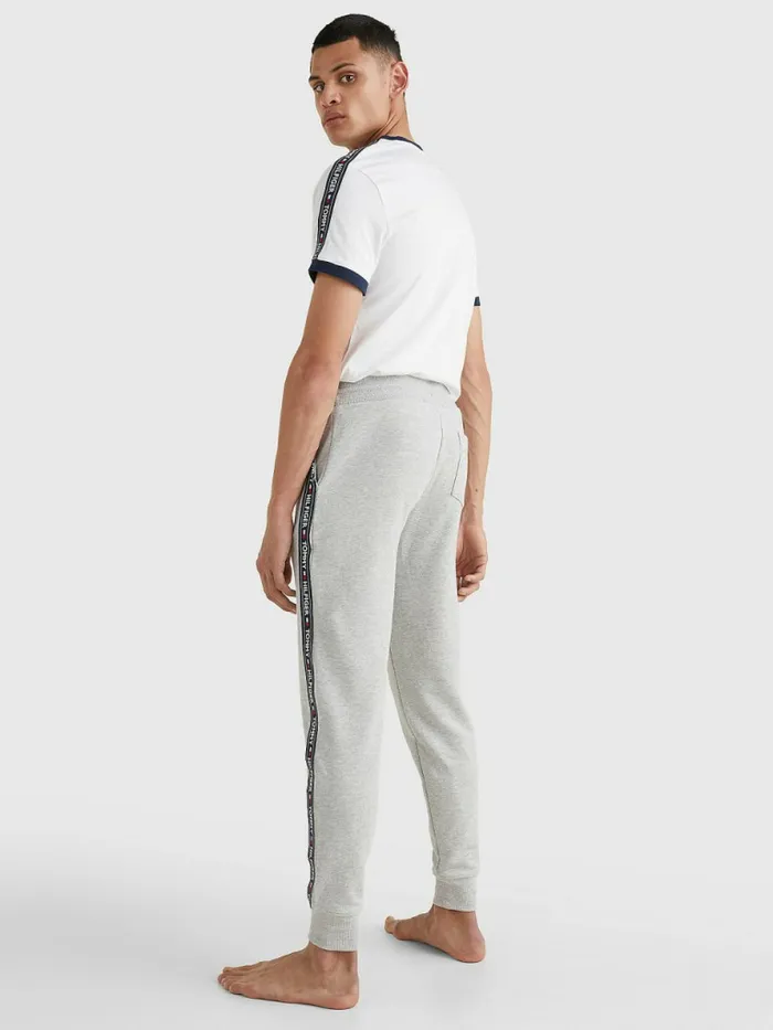 Tommy Hilfiger Repeat Logo Tape Joggers Grey Heather Mens Trousers
