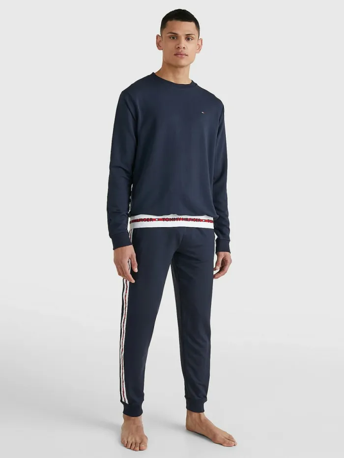 Tommy Hilfiger Repeat Logo Track Sweatshirt Desert Sky Mens Sweatshirts and Hoodies Online