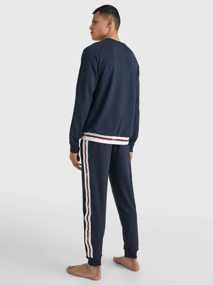 Tommy Hilfiger Repeat Logo Track Sweatshirt Desert Sky Mens Sweatshirts and Hoodies Online