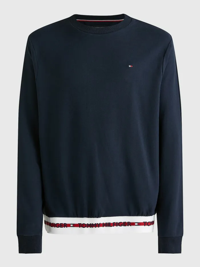Tommy Hilfiger Repeat Logo Track Sweatshirt Desert Sky Mens Sweatshirts and Hoodies Online