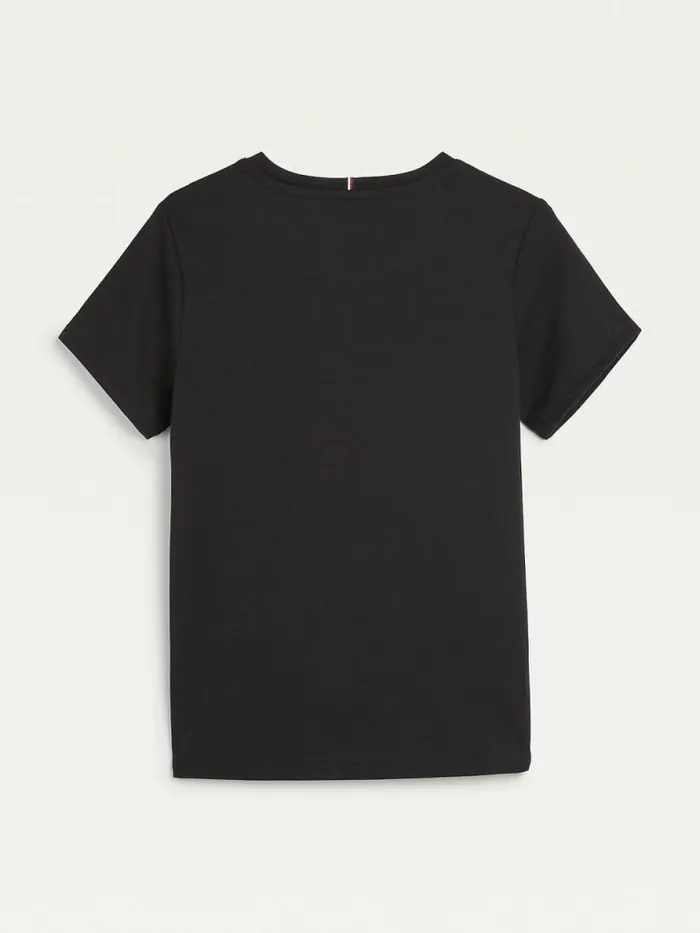 Tommy Hilfiger Reptile Print Logo Recycled TShirt Black Girls Tops and TShirts Sale