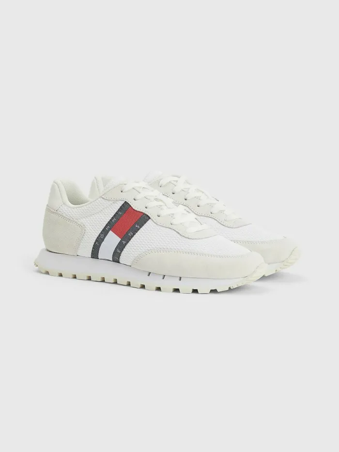 Tommy Hilfiger Retro Mixed Texture Runner Trainers Ivory Womens Trainers Popular Tommy Hilfiger Retro Mixed Texture Runner Trainers Ivory Womens Trainers Popular