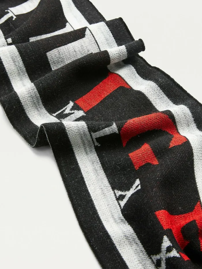 Tommy Hilfiger Reversible Collegiate Scarf Black Mens Hats and Scarves Casaul