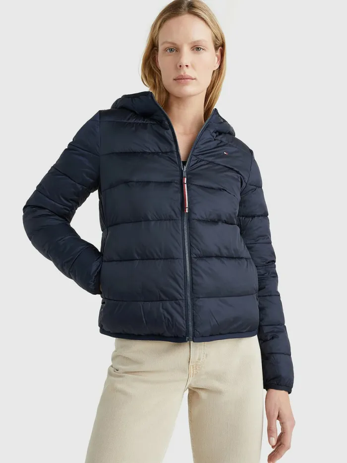 Tommy Hilfiger ReversibleHooded Padded Jacket Desert Sky Womens Coats and Jackets Sale