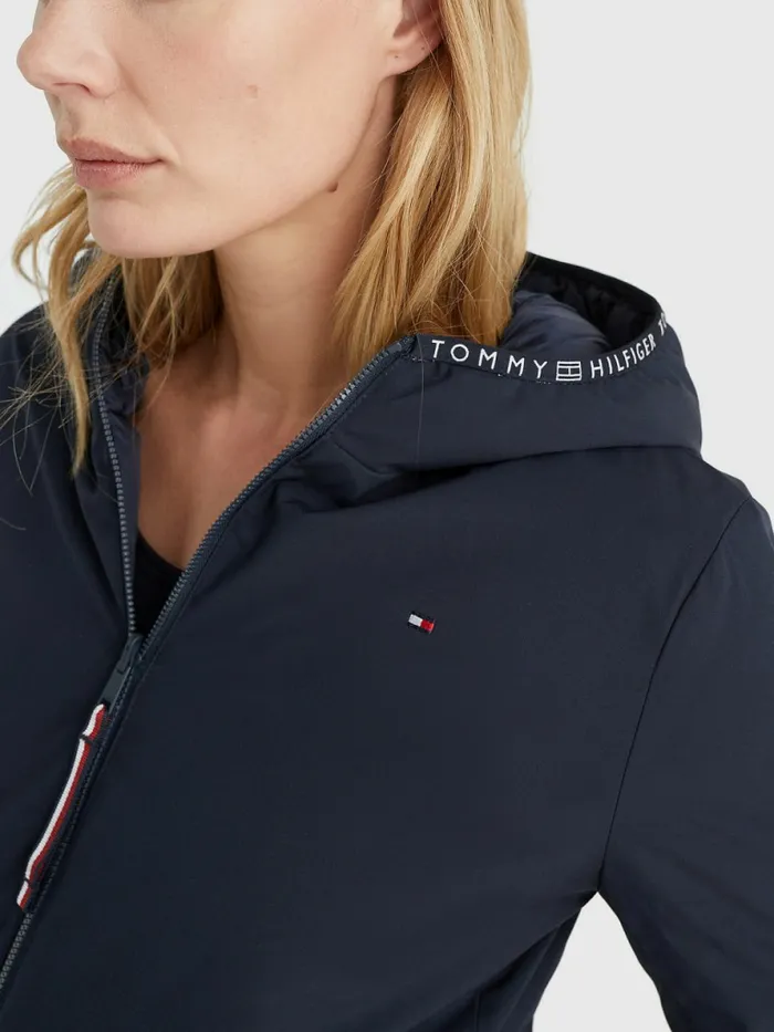 Tommy Hilfiger ReversibleHooded Padded Jacket Desert Sky Womens Coats and Jackets Sale
