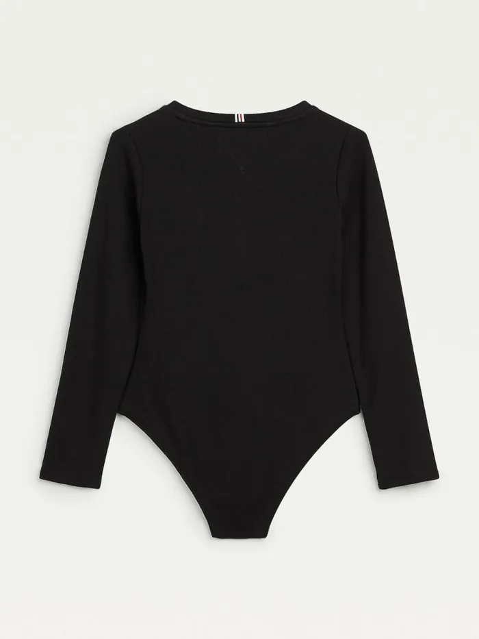 Tommy Hilfiger Rib Knit Henley Long Sleeve TShirt Black Girls Tops and TShirts Gift 4 You