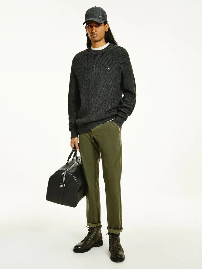 Tommy Hilfiger Ribbed Crew Neck Relaxed Fit Jumper Dark Grey Heather Mens Knitwear Fashion Tommy Hilfiger Ribbed Crew Neck Relaxed Fit Jumper Dark Grey Heather Mens Knitwear Fashion