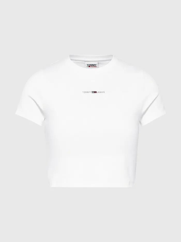 Tommy Hilfiger Ribbed Logo TShirt White Womens TShirts Gift 4 You