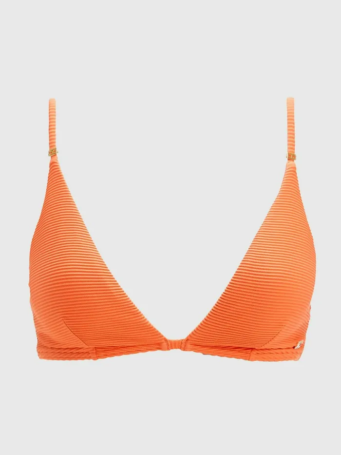 Tommy Hilfiger Ribbed Triangle Bikini Top Hawaiian Coral Womens Swimwear Gift for Friend Tommy Hilfiger Ribbed Triangle Bikini Top Hawaiian Coral Womens Swimwear Gift for Friend