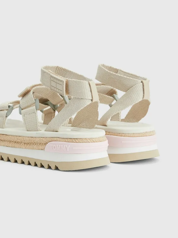 Tommy Hilfiger Rope Detail Cleat Sandals Triple Beige Womens Sandals For Sale