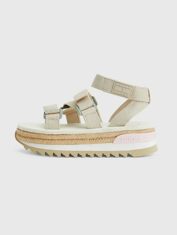 Tommy Hilfiger Rope Detail Cleat Sandals Triple Beige Womens Sandals For Sale